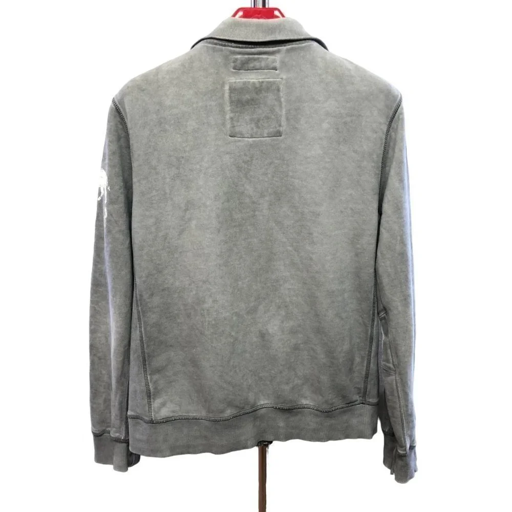 Buffalo David Bitton Distredded Grey Zip Up Lightweight Jacket Medium - Picture 2 of 11